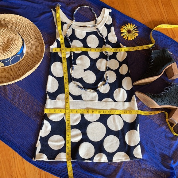 🌺 ESCIO - Navy & White; Flattering Polka Dot Short Dress in Misses Size Small! - Picture 7 of 11